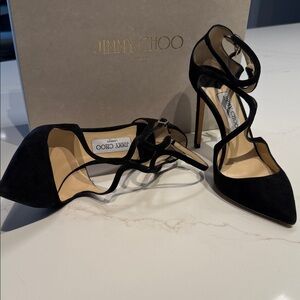Jimmy Choo Black Suede Ankle Strap Heels